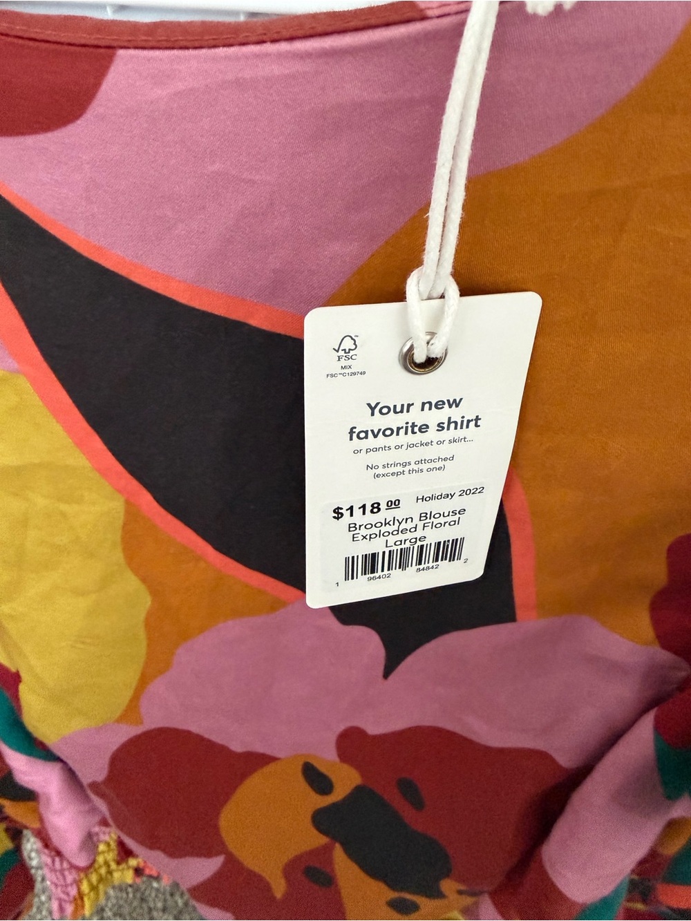 Marine Layer Pink & Mustard Abstract Floral Blouse
